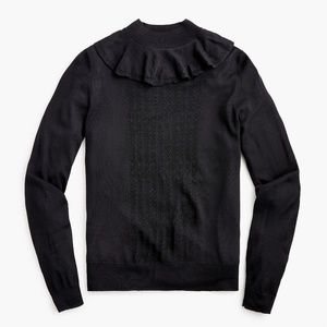 J CREW Ruffle mockneck sweater pointelle stitch